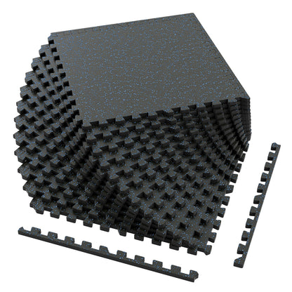 Black 0.79-inch thick rubber top exercise mat with borders, designed for flooring, 48 sq ft, from Wilsons Home Store.