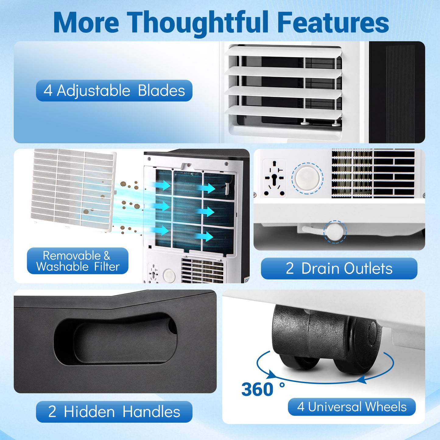 10000 BTU Portable Air Conditioner with Fan and Dehumidifier and LED Display