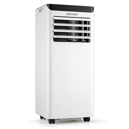 Black 10000 BTU portable air conditioner with dehumidifier and 24-hour timer from Wilsons Home Store, ideal for cooling rooms.