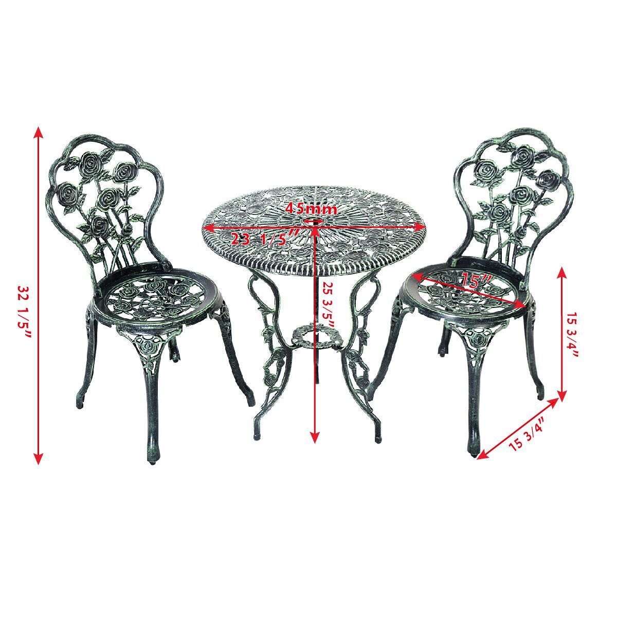 Outdoor Cast Aluminum Patio Furniture Set with Rose Design - Direct by Wilsons Home Store