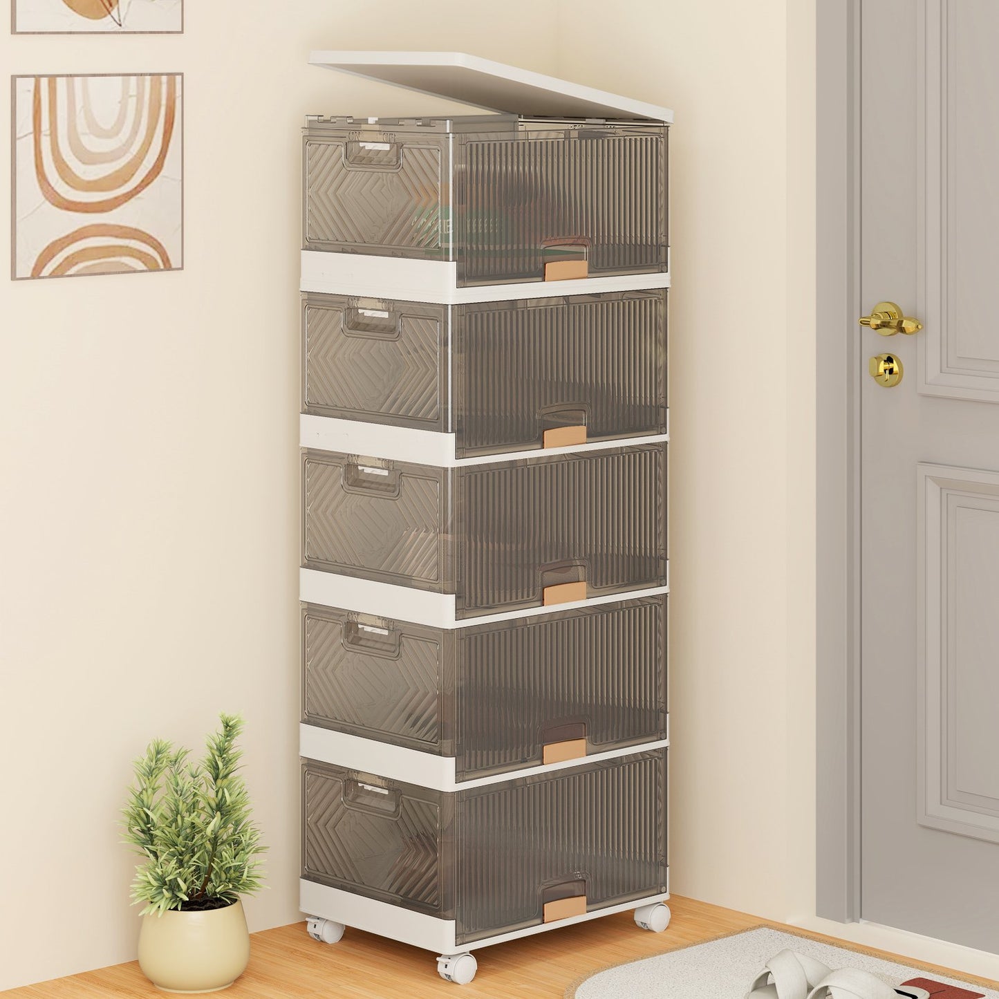 3/4/5/6-Cube Stackable Storage Bins with Detachable Wheels-4 Cube