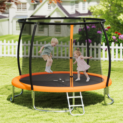 10FT Outdoor Trampoline Heavy-Duty Recreational Trampoline with Safety Enclosure Net-Orange