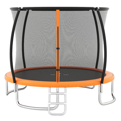 10FT Outdoor Trampoline Heavy-Duty Recreational Trampoline with Safety Enclosure Net-Orange