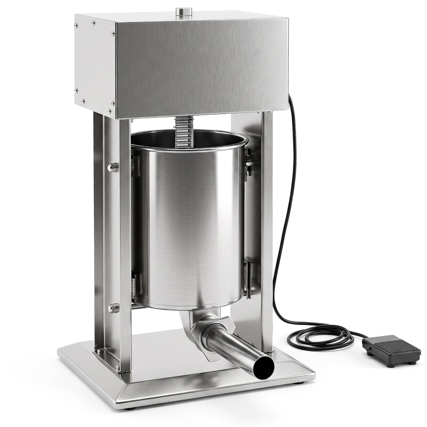 10L Electric Sausage Stuffer with 4 Stuffing Tubes Foot Pedal and Stepless Speed Control-Silver