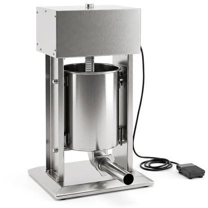10L Electric Sausage Stuffer with 4 Stuffing Tubes Foot Pedal and Stepless Speed Control-Silver