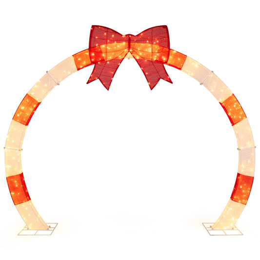 10.4 Feet Christmas Archway with Large Bow and LED Lights