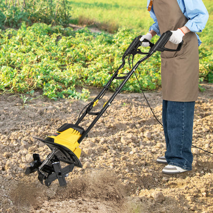 10 Amp Powerful Corded Electric Tiller Cultivator with Safety Lock-Red