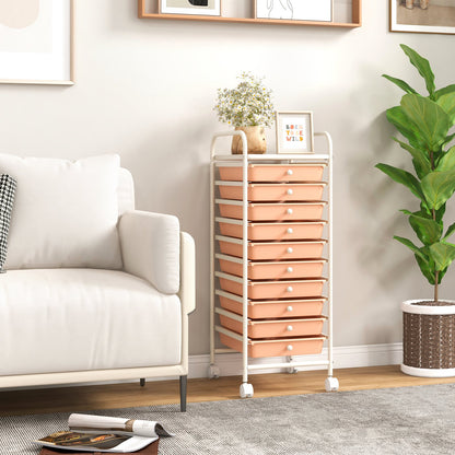 10 Drawer Rolling Storage Cart Organizer with 4 Universal Casters-Black