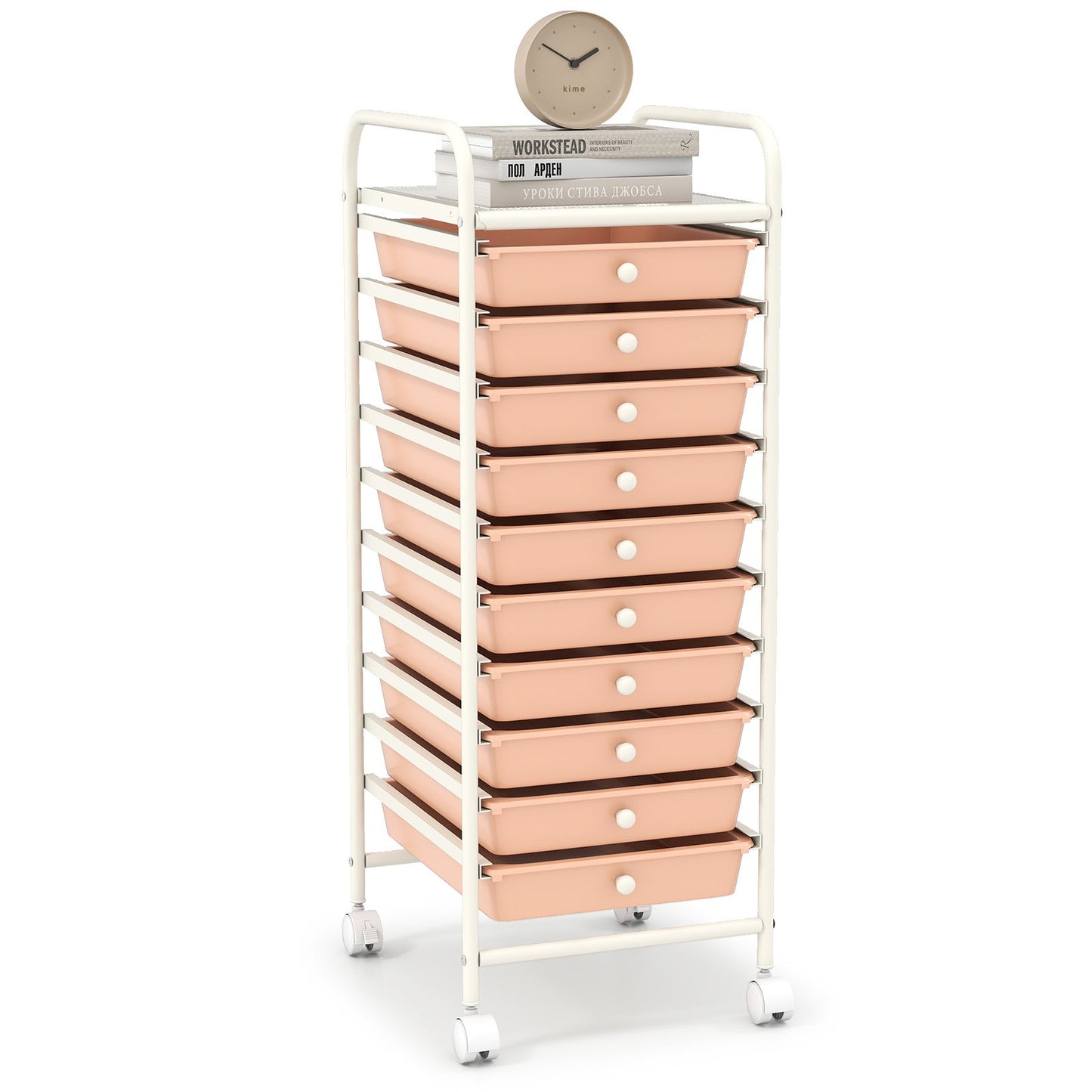 10 Drawer Rolling Storage Cart Organizer with 4 Universal Casters-Black