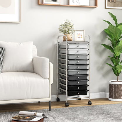 10 Drawer Rolling Storage Cart Organizer with 4 Universal Casters-Black