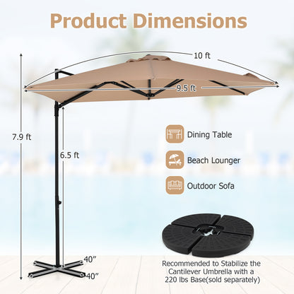 Beige 10 ft cantilever patio umbrella with 360° rotation, outdoor shade for garden, by Wilsons Home Store