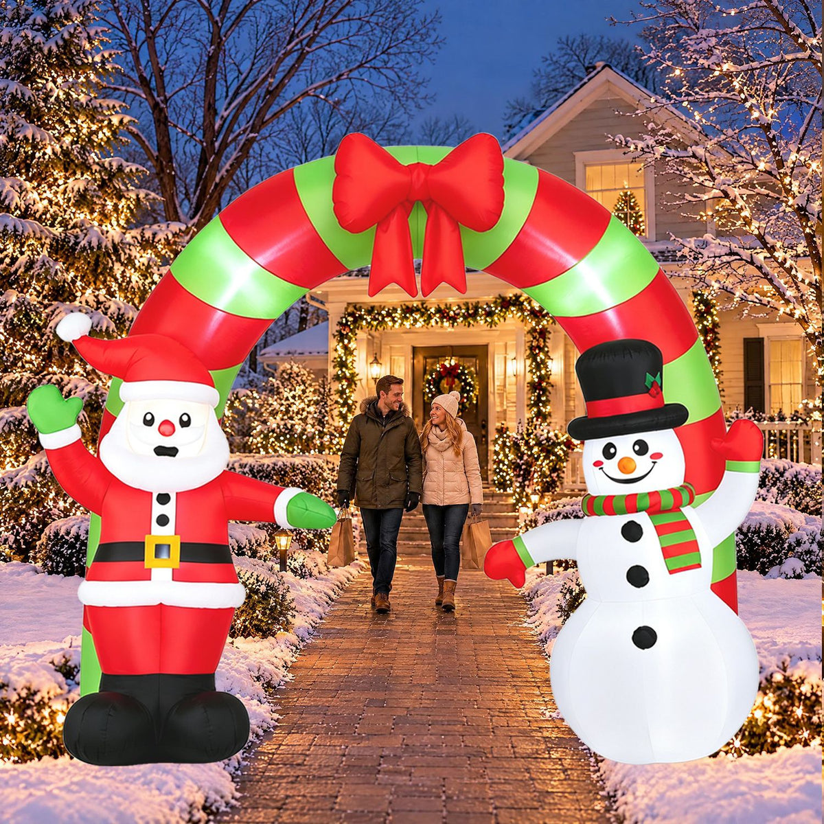 10-foot Christmas inflatable archway outdoor decoration by Wilsons Home Store for holiday decor, featuring festive holiday-themed design.