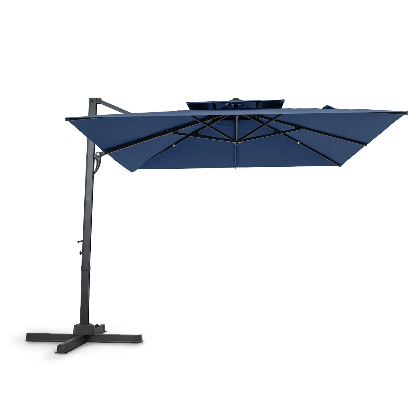 10 FT Patio Cantilever Umbrella with 360° Rotation and 8 Sturdy Ribs for Backyard-Beige
