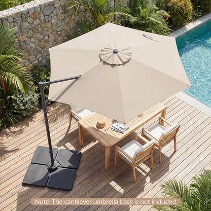 10 FT Patio Cantilever Umbrella with 360° Rotation and Air Vent for Backyard and Poolside-Beige