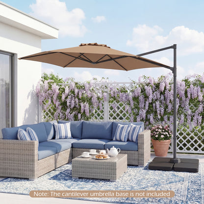 10 FT Patio Cantilever Umbrella with 360° Rotation and Air Vent for Backyard and Poolside-Beige