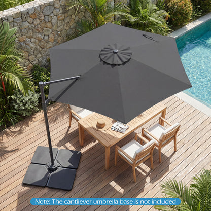 10 FT Patio Cantilever Umbrella with 360° Rotation and Air Vent for Backyard and Poolside-Beige