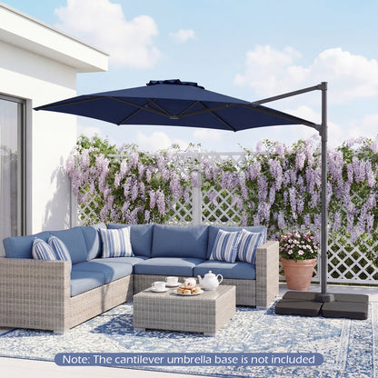 10 FT Patio Cantilever Umbrella with 360° Rotation and Air Vent for Backyard and Poolside-Beige