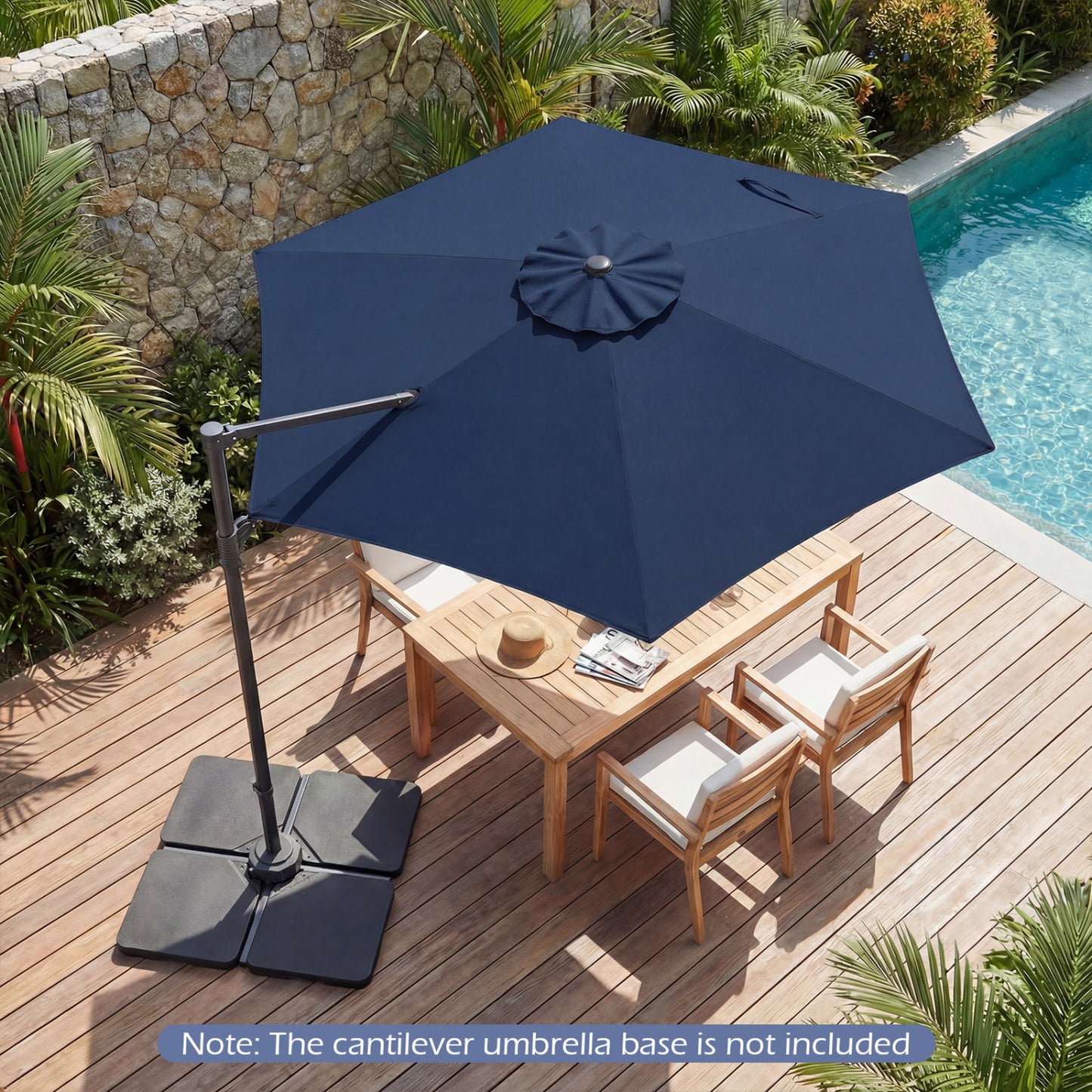 10 FT Patio Cantilever Umbrella with 360° Rotation and Air Vent for Backyard and Poolside-Beige