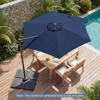 10 FT Patio Cantilever Umbrella with 360° Rotation and Air Vent for Backyard and Poolside-Beige