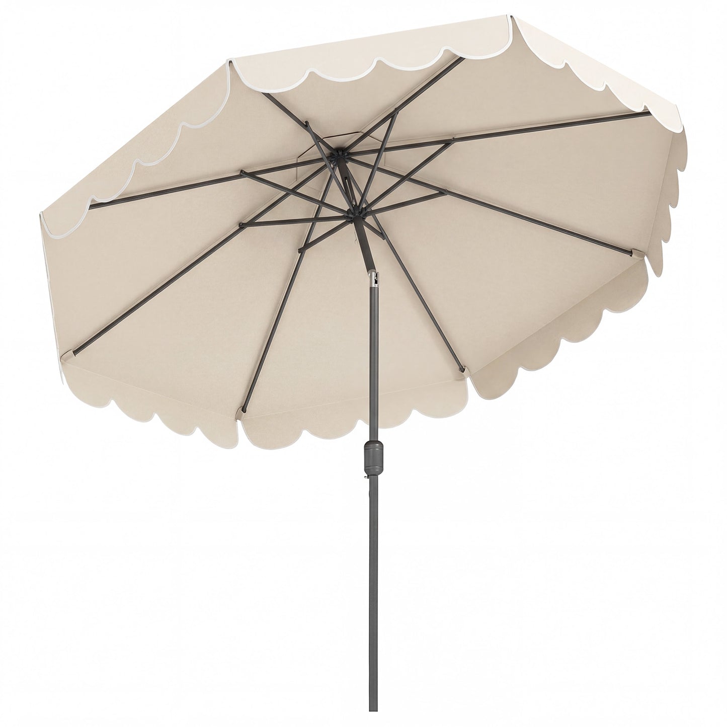 10 FT Patio Umbrella with Push Button Tilt and Crank-Beige