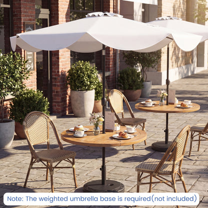 10 FT Scalloped Solar Patio Umbrella with 24 LED Lights and Tilt Adjustment-Beige