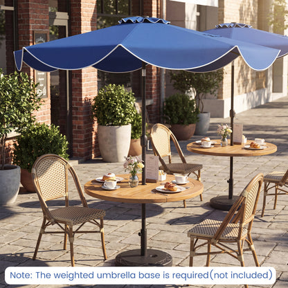 10 FT Scalloped Solar Patio Umbrella with 24 LED Lights and Tilt Adjustment-Beige