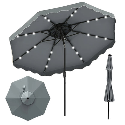 10 FT Solar LED Patio Umbrella for Deck and Pool-Beige