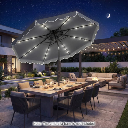 10 FT Solar LED Patio Umbrella for Deck and Pool-Beige