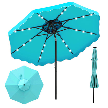 10 FT Solar LED Patio Umbrella for Deck and Pool-Beige