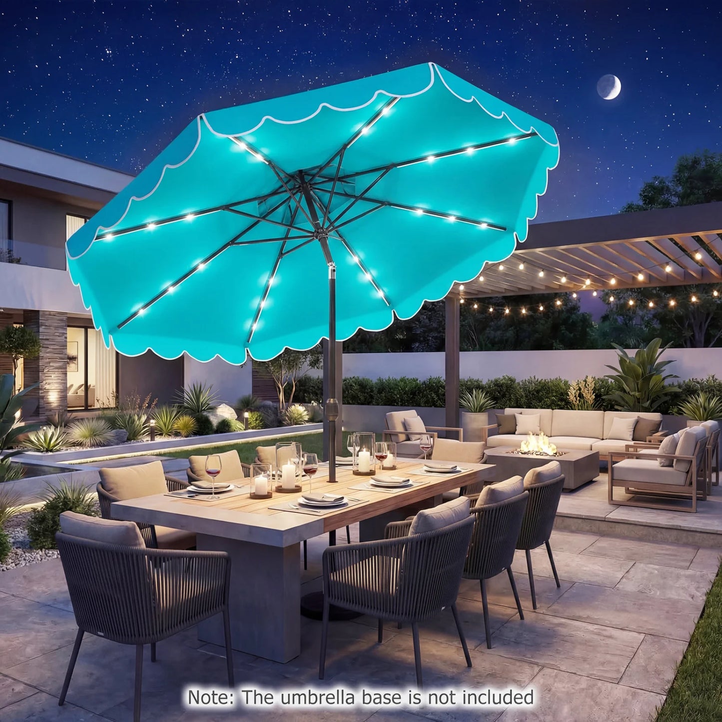 10 FT Solar LED Patio Umbrella for Deck and Pool-Beige