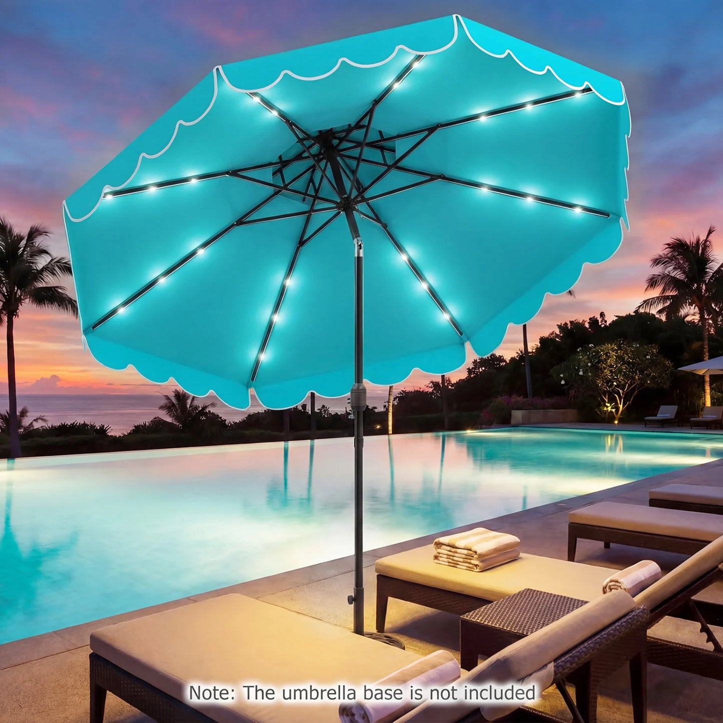 10 FT Solar LED Patio Umbrella for Deck and Pool-Beige