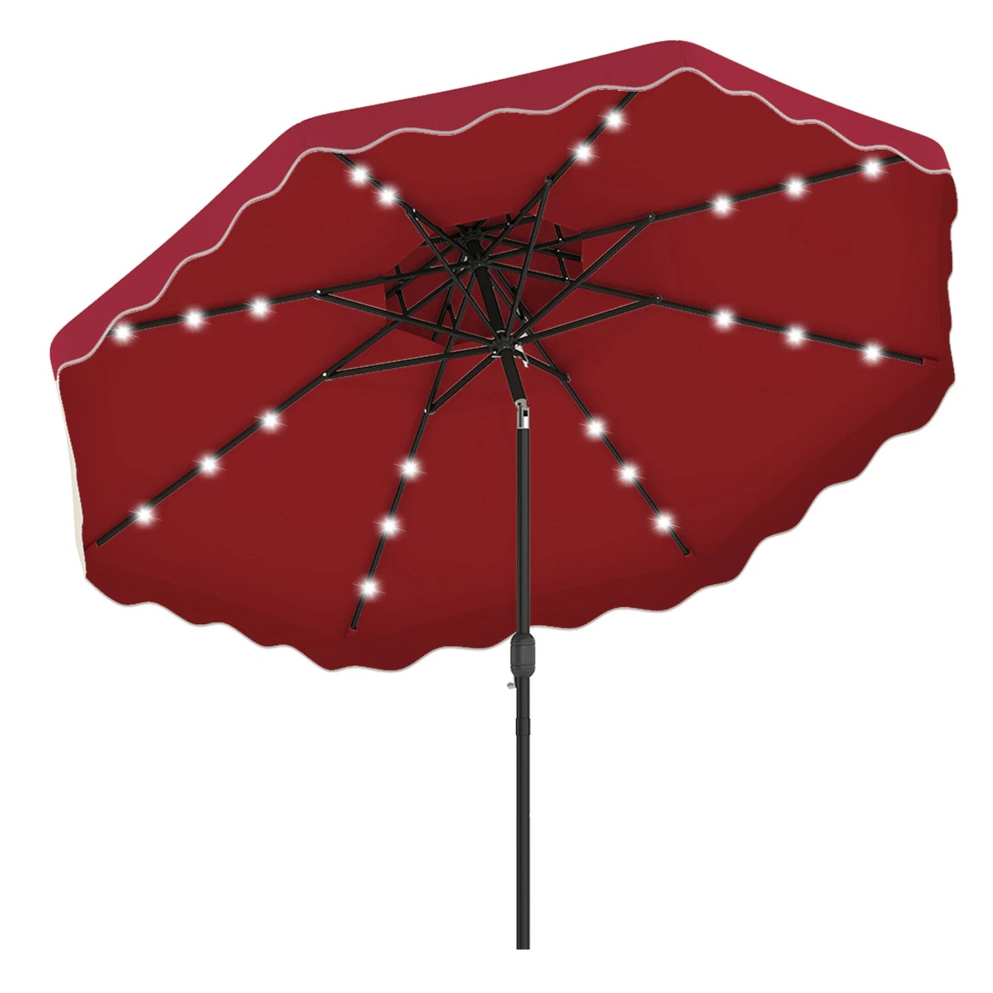 10 FT Solar LED Patio Umbrella for Deck and Pool-Beige