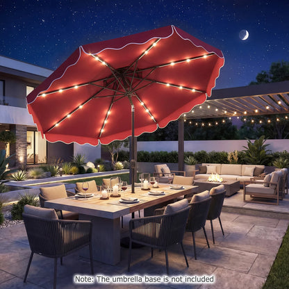 10 FT Solar LED Patio Umbrella for Deck and Pool-Beige