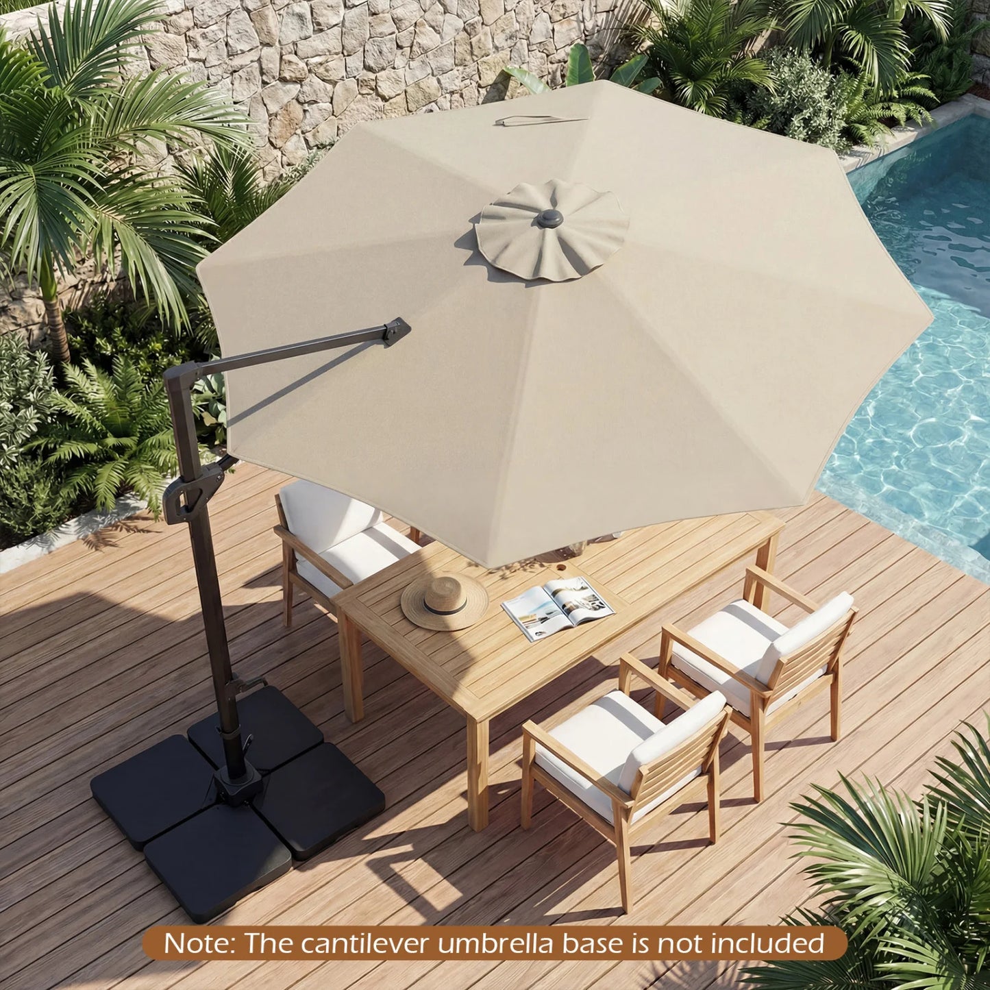 10 Feet Patio Cantilever Umbrella with Easy Tilt Adjustment-Beige