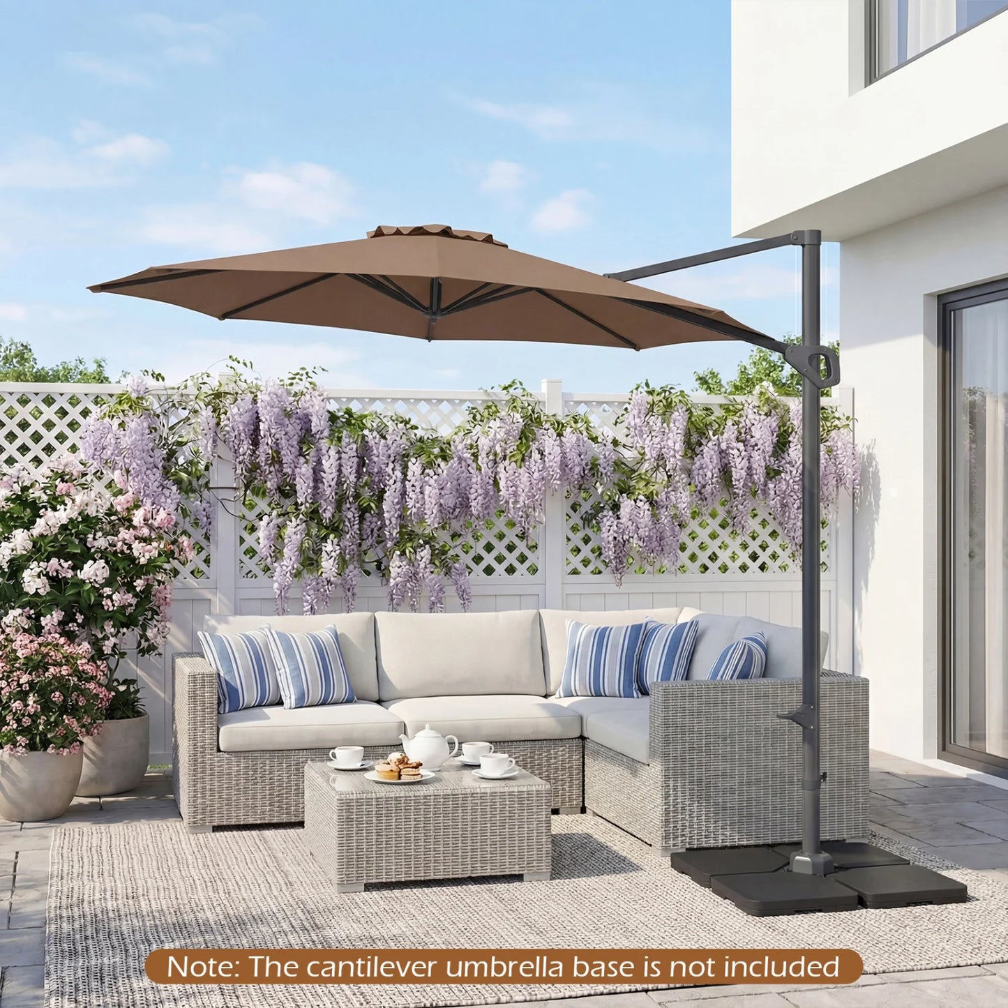 10 Feet Patio Cantilever Umbrella with Easy Tilt Adjustment-Beige