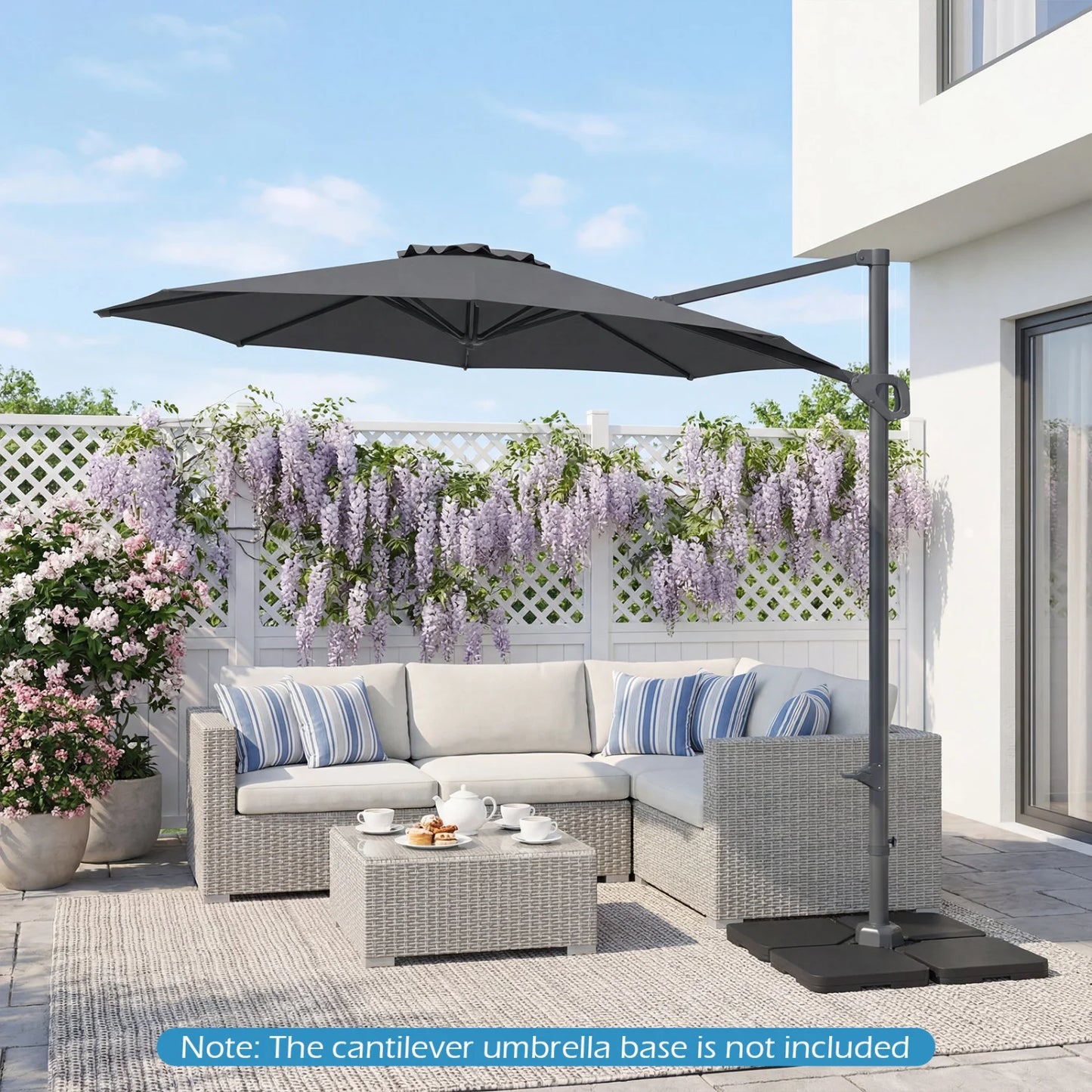 10 Feet Patio Cantilever Umbrella with Easy Tilt Adjustment-Beige