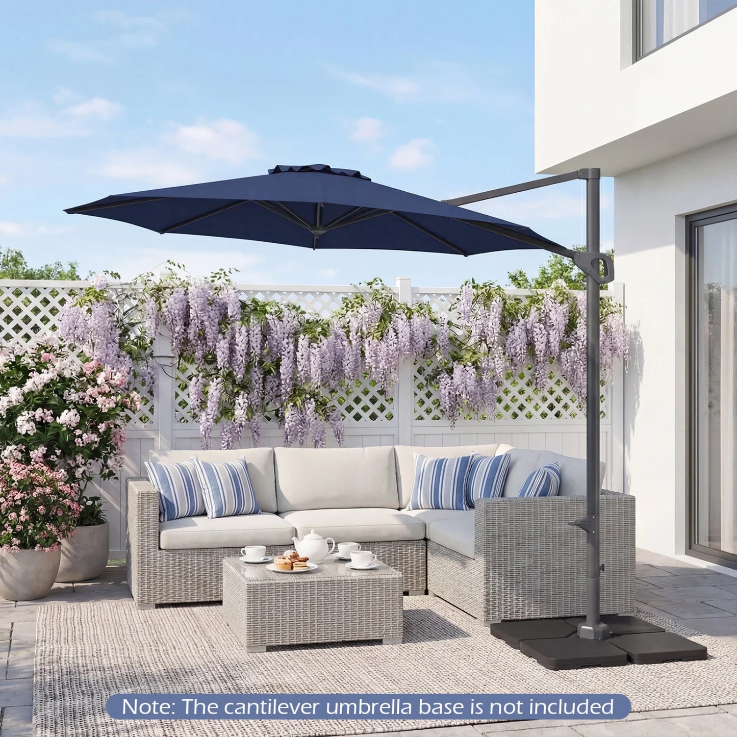 10 Feet Patio Cantilever Umbrella with Easy Tilt Adjustment-Beige