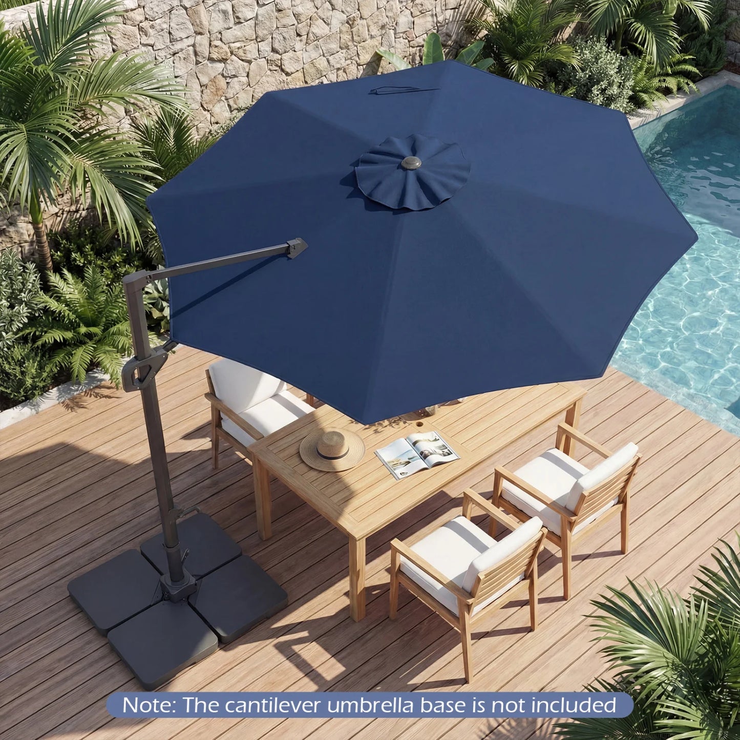 10 Feet Patio Cantilever Umbrella with Easy Tilt Adjustment-Beige