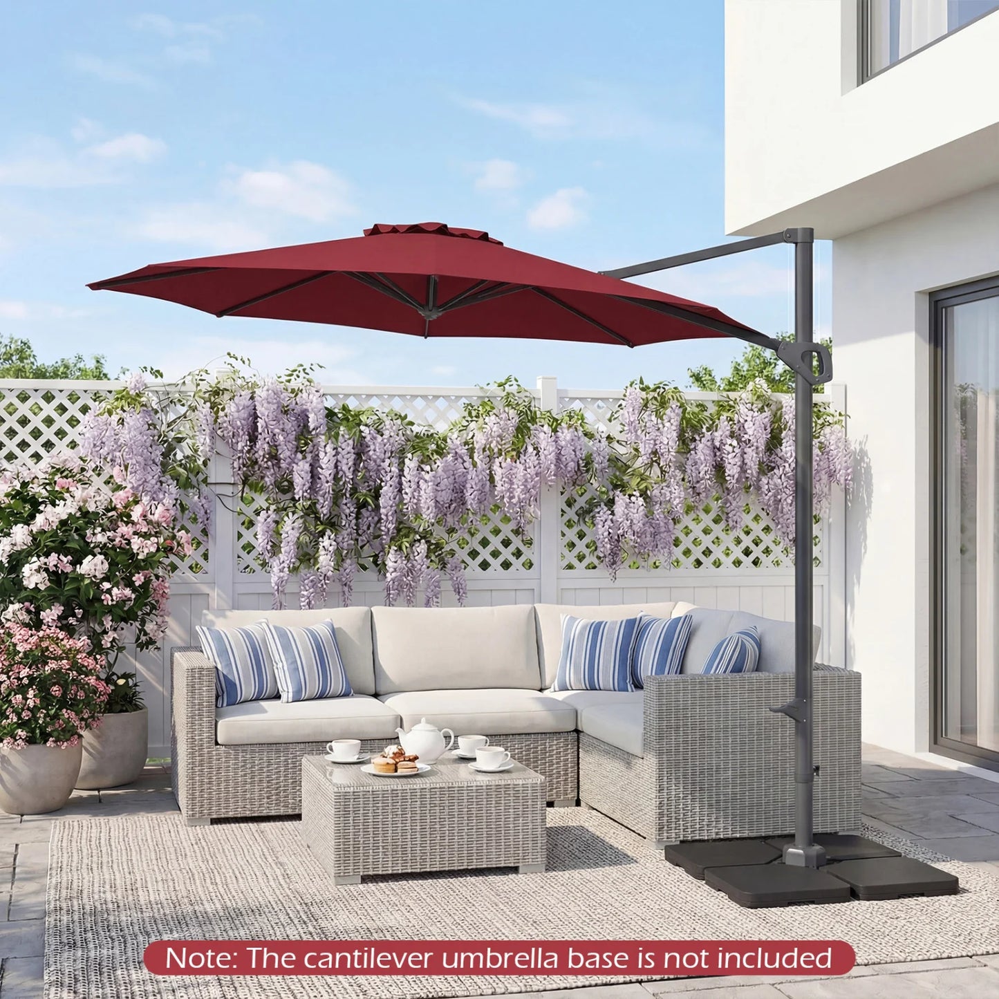10 Feet Patio Cantilever Umbrella with Easy Tilt Adjustment-Beige
