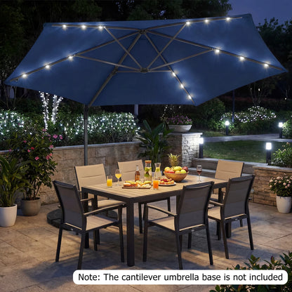 10 Feet Patio Cantilever Umbrella with Solar LED Lights-Beige