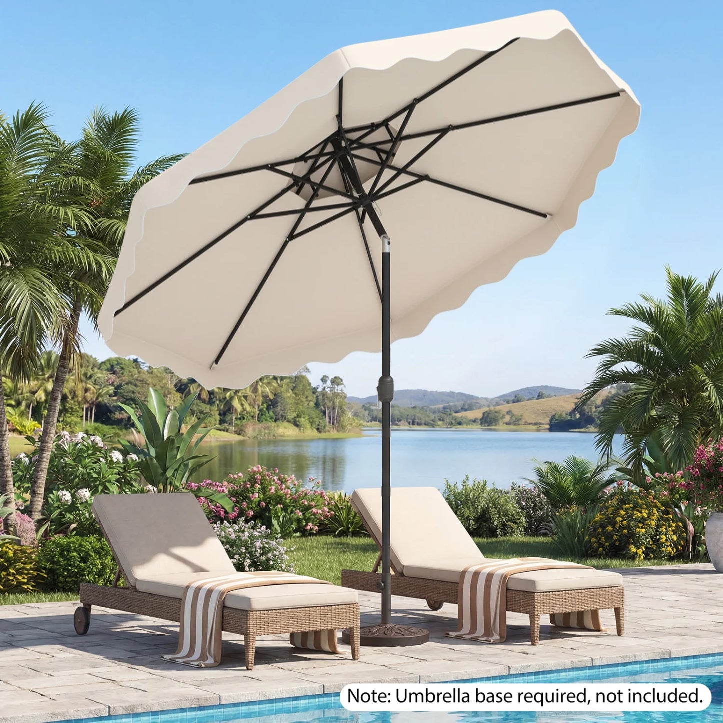 10 Feet Patio Umbrella with Push Button Tilt and Crank-Beige