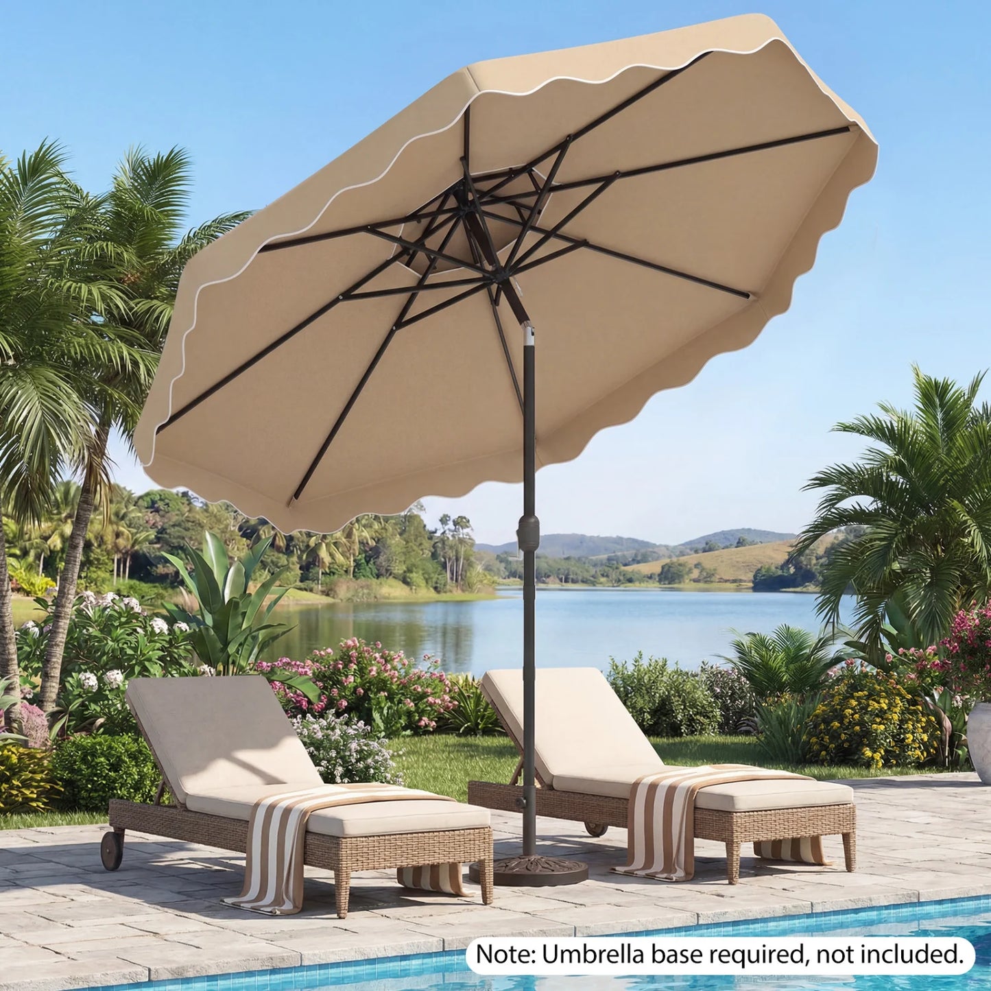 10 Feet Patio Umbrella with Push Button Tilt and Crank-Beige