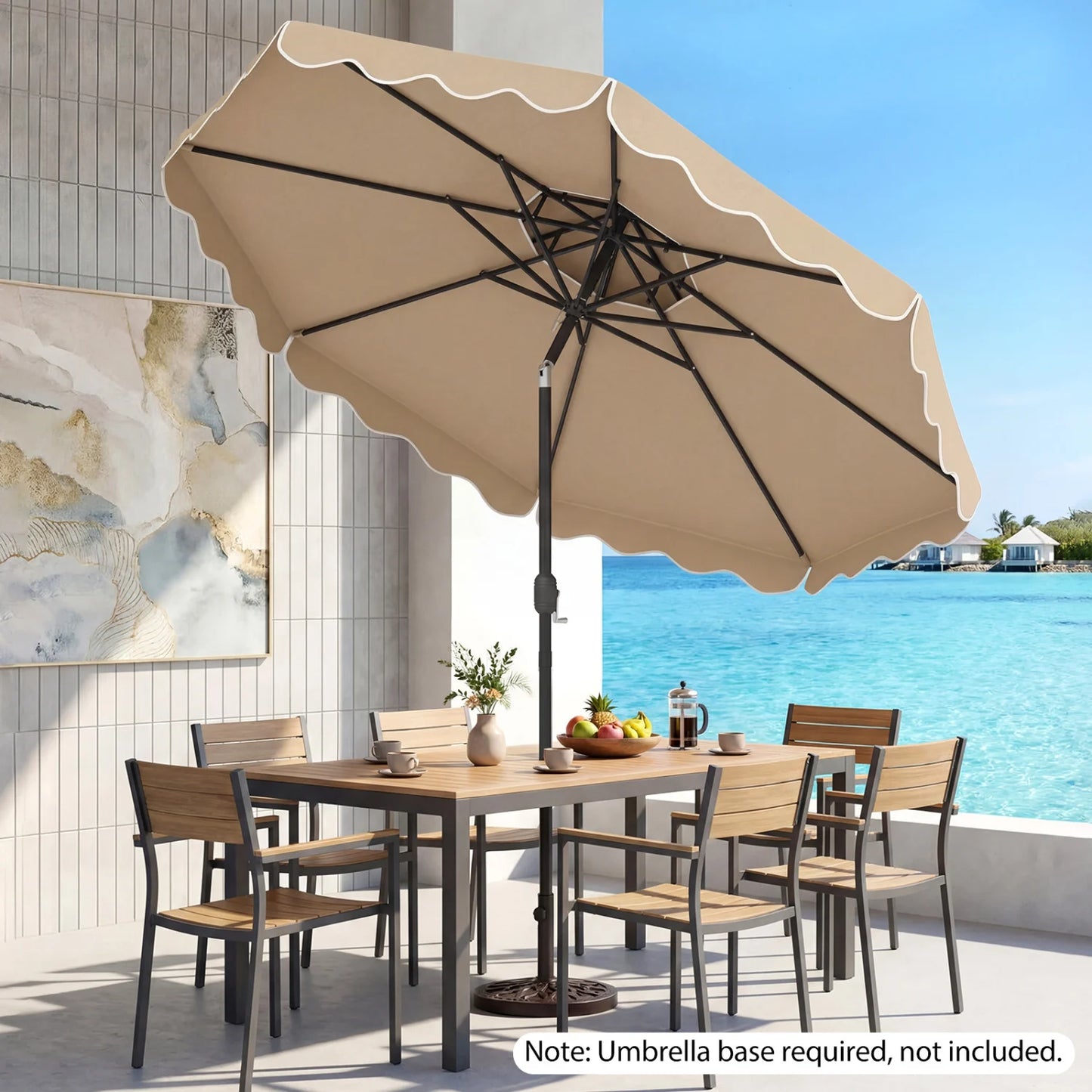 10 Feet Patio Umbrella with Push Button Tilt and Crank-Beige