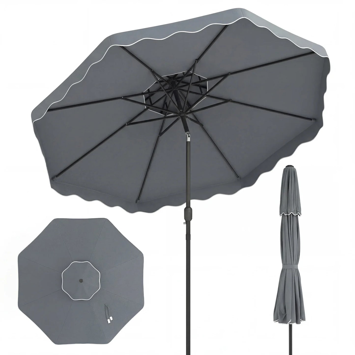 10 Feet Patio Umbrella with Push Button Tilt and Crank-Beige