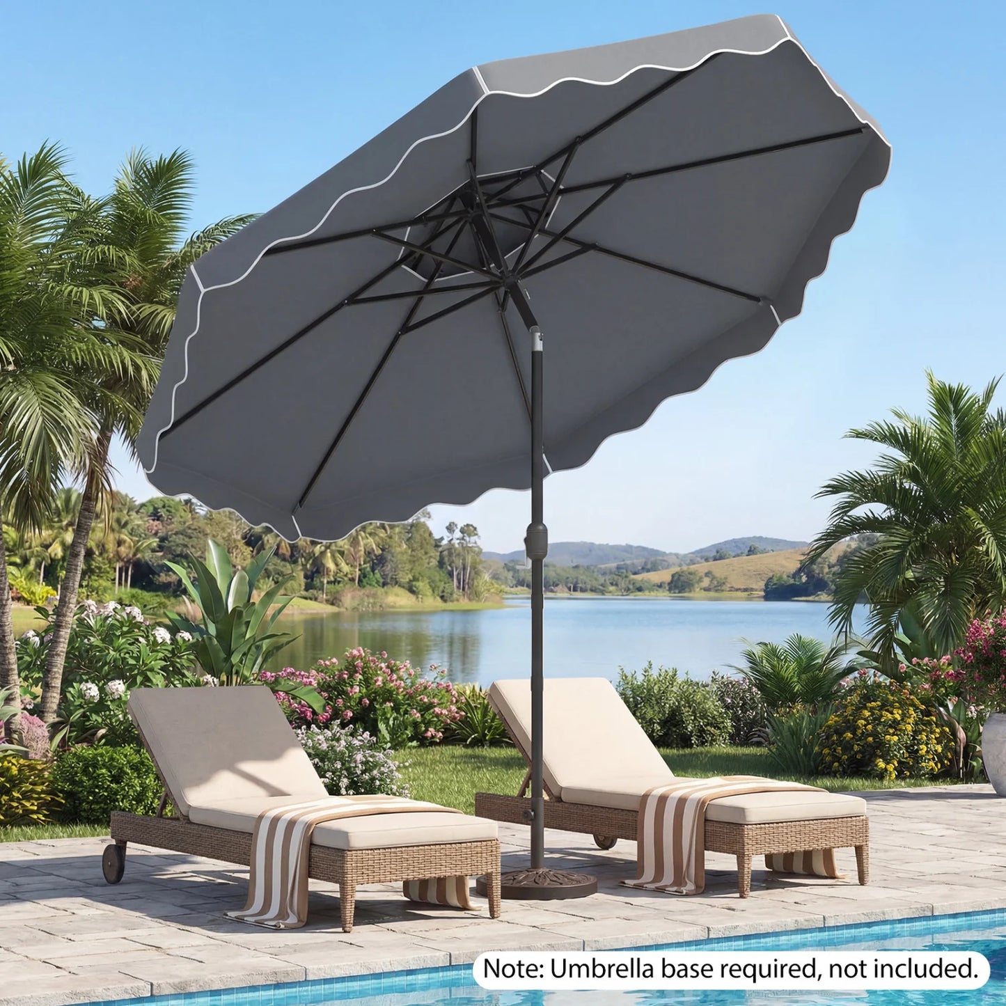 10 Feet Patio Umbrella with Push Button Tilt and Crank-Beige