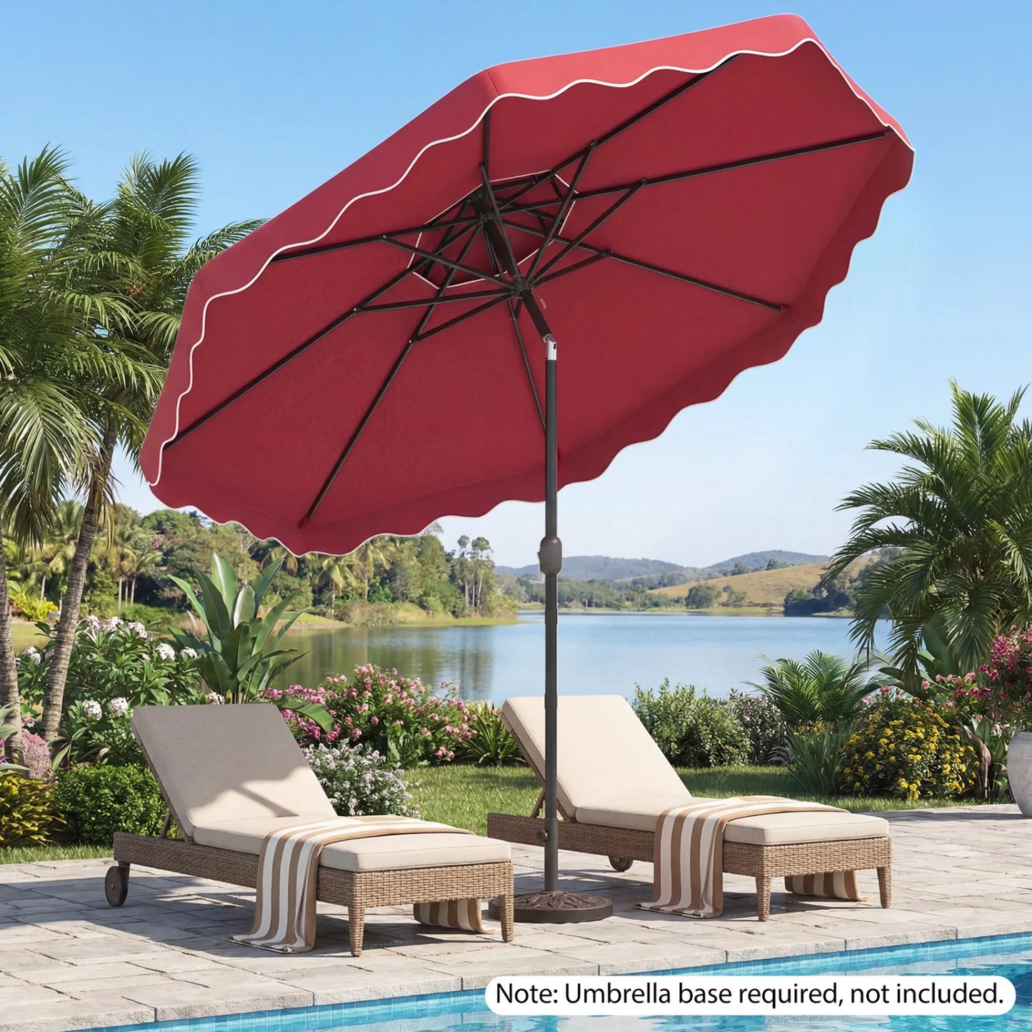 10 Feet Patio Umbrella with Push Button Tilt and Crank-Beige