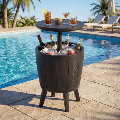 10 Gallon Beer and Wine Cooler with Lift-Top and Drainage Plug-Black