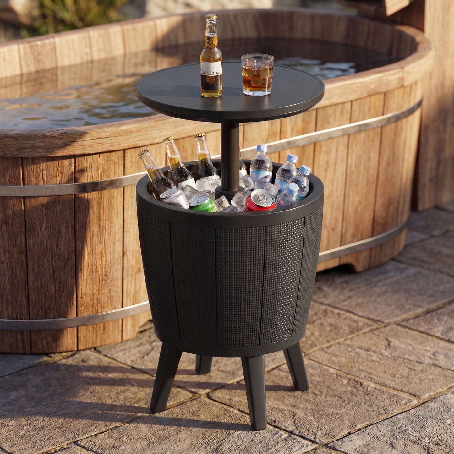 10 Gallon Beer and Wine Cooler with Lift-Top and Drainage Plug-Black