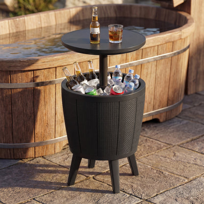 10 Gallon Beer and Wine Cooler with Lift-Top and Drainage Plug-Black