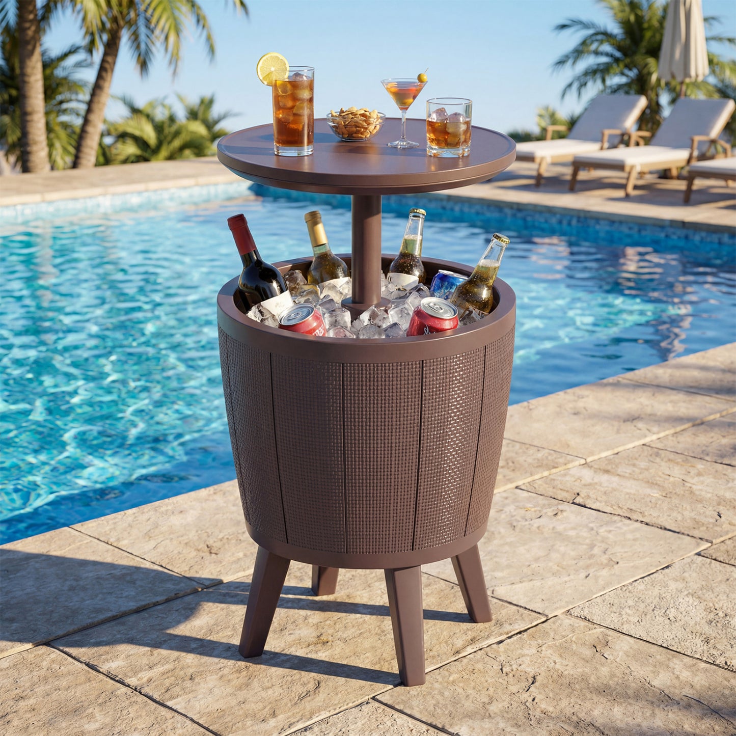 10 Gallon Beer and Wine Cooler with Lift-Top and Drainage Plug-Black